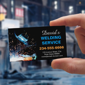 Professional Metal Welding Fabrication Contractor Business Card Magnet by CardHunter at Zazzle