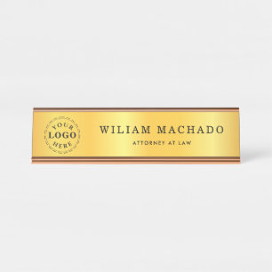 Professional Metallic Gold Name Plate for Attorney