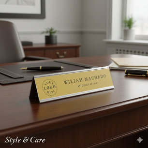 Professional Metallic Gold Name Plate for Attorney