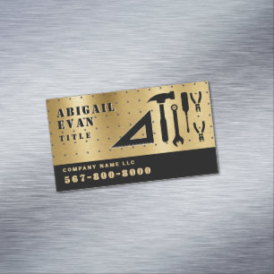 Professional Metallic Gold Repair Tools Handyman Business Card Magnet