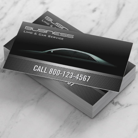 Professional Metallic Limo & Taxi Service Business Card