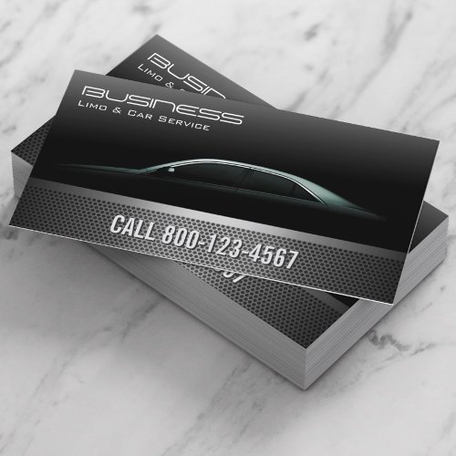 Professional Metallic Limo  Taxi Service Business Card