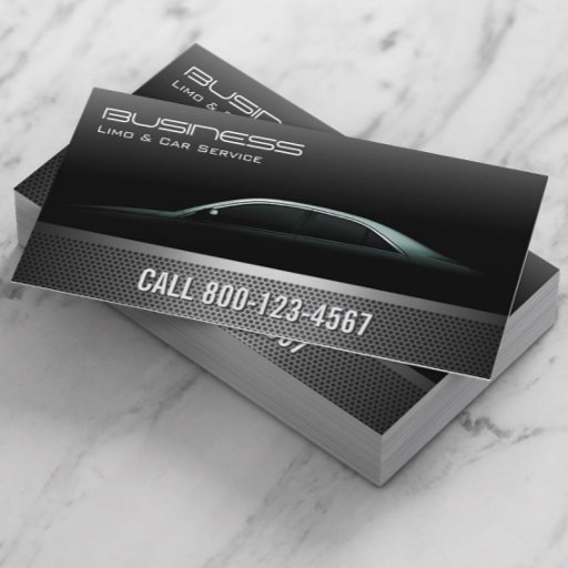 Customizable Professional Metallic Limo &amp; Taxi Service Business Card