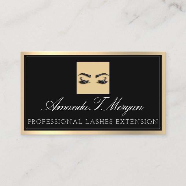 Professional Microblading Eyelash Brows Black Business Card (Front)