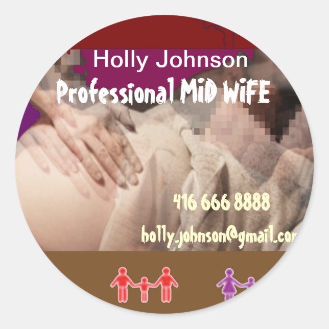 Professional MIDWIFE : Replace Text n Image Classic Round Sticker (Front)