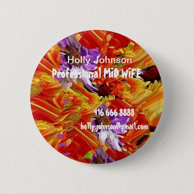 Professional MIDWIFE : Replace Text n Image Pinback Button (Front)
