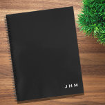 Professional Minimal Black White Monogram Initials Notebook at Zazzle