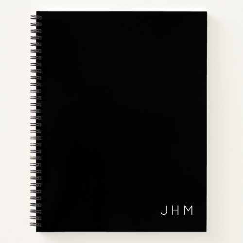 Professional Minimal Black White Monogram Initials Notebook