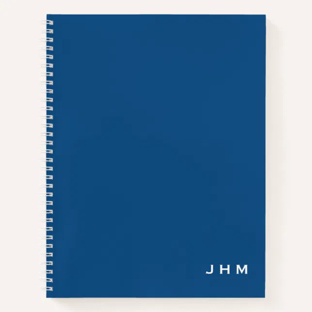 Professional Minimal Classic Blue & White Monogram Notebook | Zazzle
