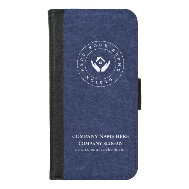 Professional Minimal Design Editable Logo & Text iPhone Wallet Case (Front)
