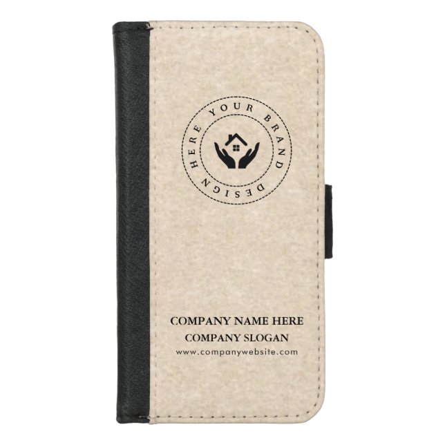 Professional Minimal Design Editable Logo & Text iPhone Wallet Case (Front)