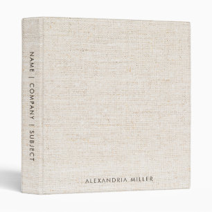 Professional Minimal Faux-Canvas Print Monogram 3 Ring Binder