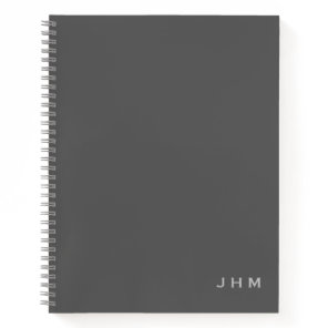 Professional Minimal Gray Monogram Initials Notebook