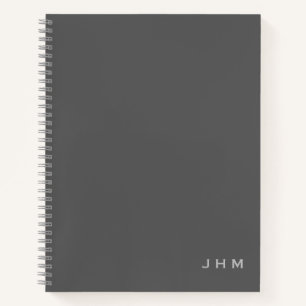 Professional Minimal Gray Monogram Initials Notebook
