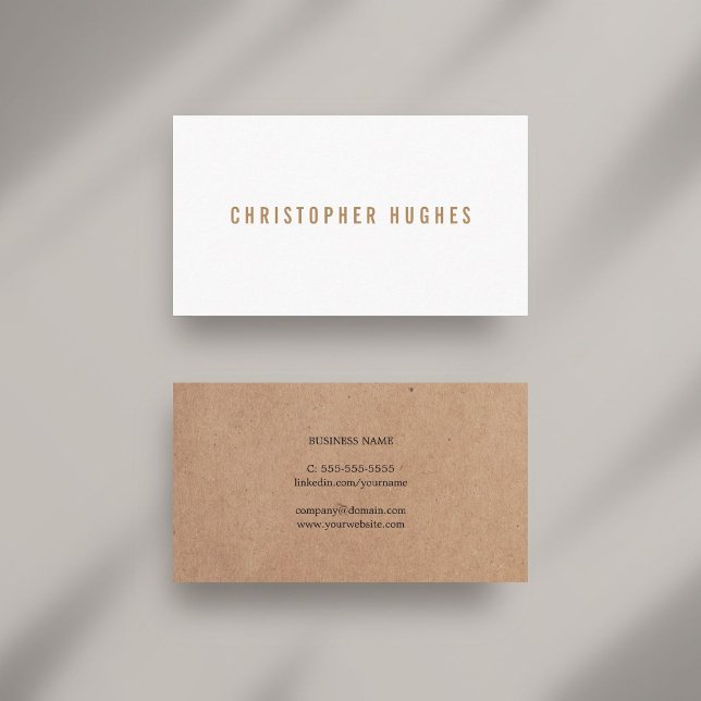 Professional Minimal Light Brown Kraft Consultant Business Card (Creator Uploaded)