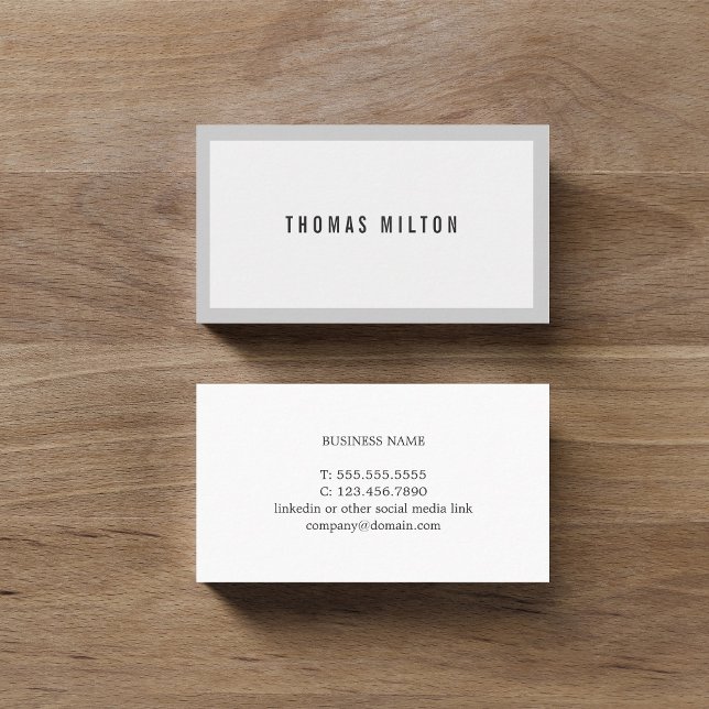 Professional Minimal Light Grey White Consultant Business Card (Creator Uploaded)