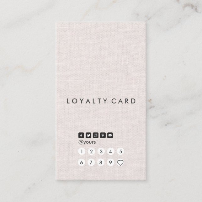 Professional Minimal Linen Vertical Loyalty Card (Front)
