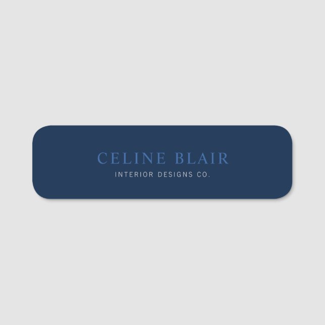 Professional Minimal Modern Blue Name Tag (Front)