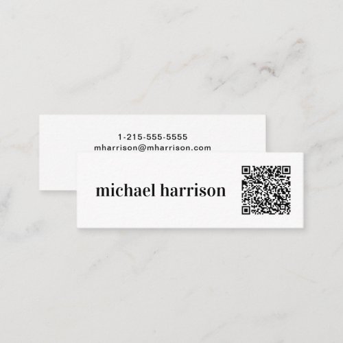 Professional Minimal Modern Typography QR Code Mini Business Card