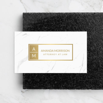 Professional Minimal Monogram Gold/white Marble Business Card by 1201am at Zazzle