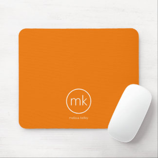 Professional Minimal Monogram Tangerine Orange Mouse Pad