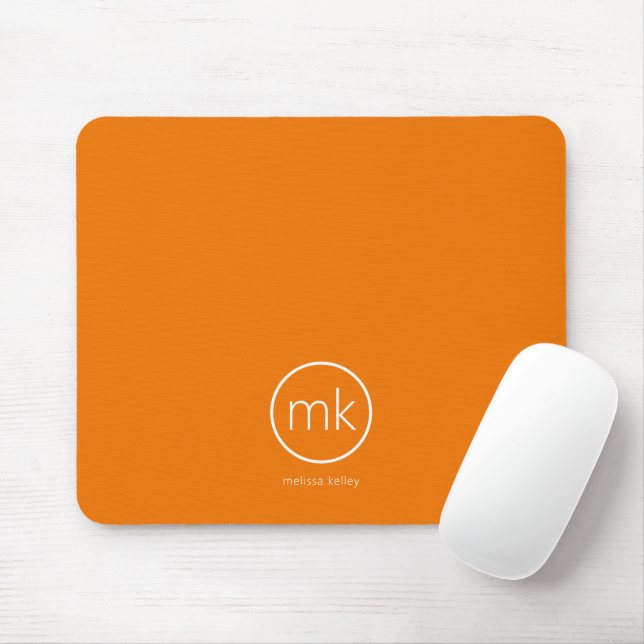 Professional Minimal Monogram Tangerine Orange Mouse Pad (With Mouse)