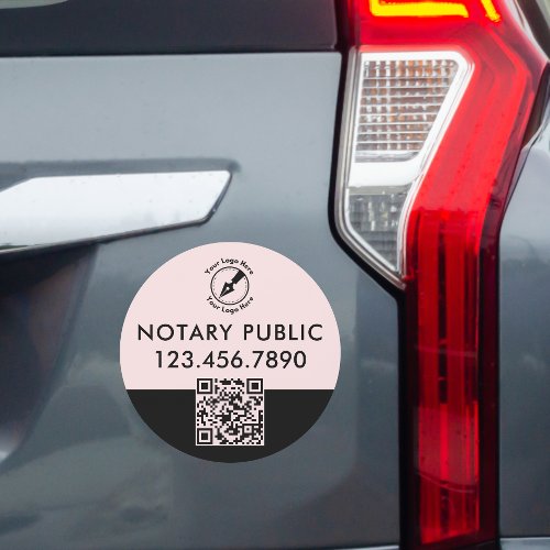 Professional Minimal Pink Logo Notary Marketing  Car Magnet