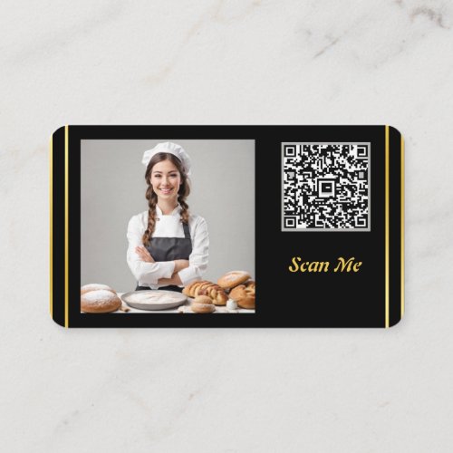 Professional Minimal QR Code and Photo Bakery  Business Card