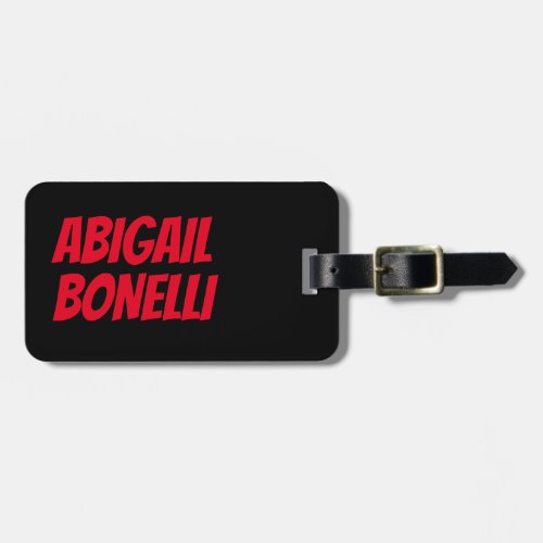 Professional minimal red black comic novel stylish luggage tag