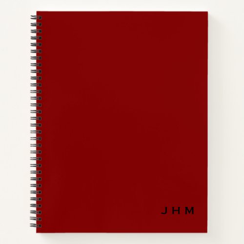 Professional Minimal Red Black Monogram Initials Notebook