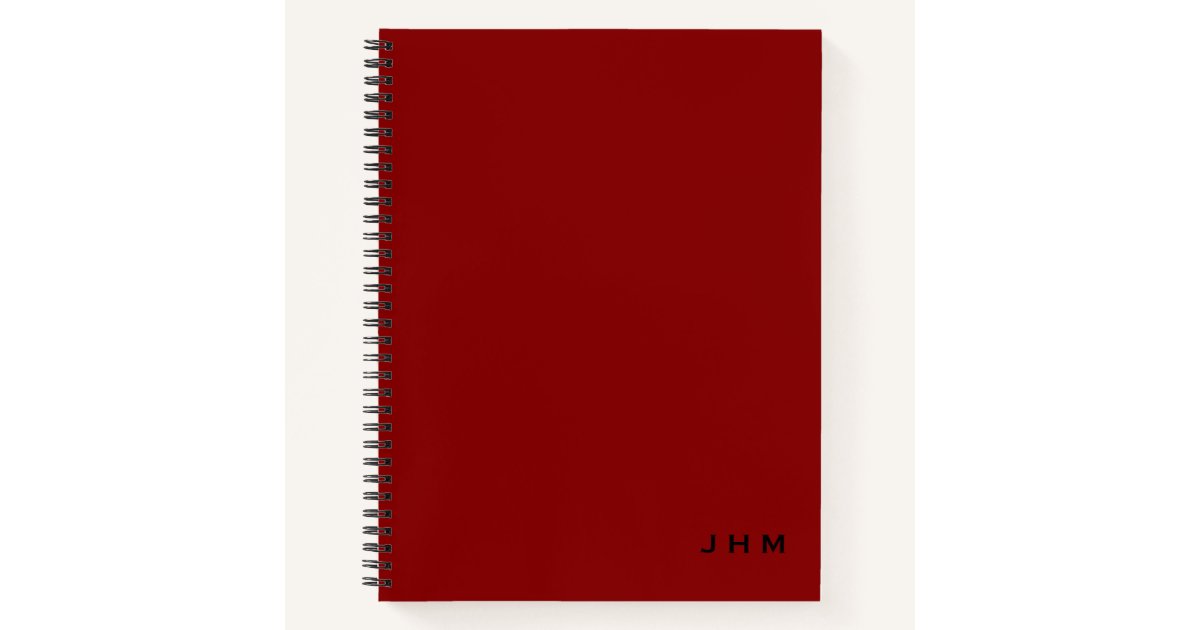 Intials Red Professional Minimal Red Black Monogram Initials Notebook | Zazzle