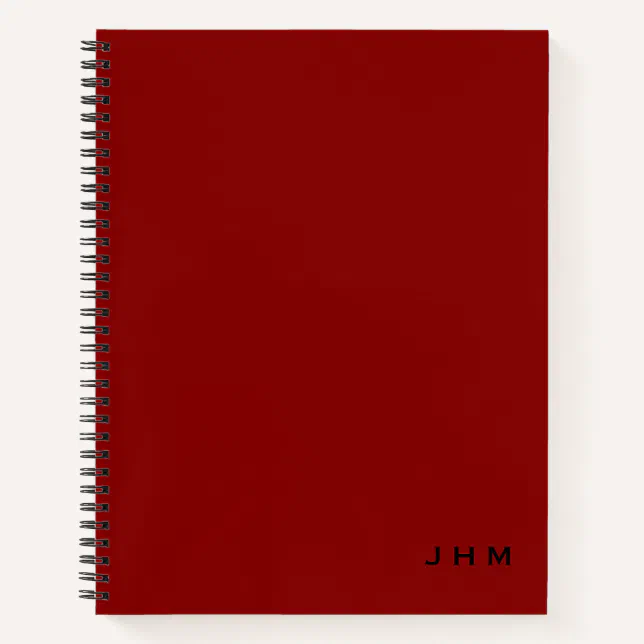 Intials Red Professional Minimal Red Black Monogram Initials Notebook | Zazzle