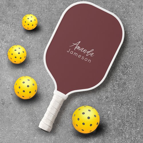 Professional Minimal Red Rose Monogram Name Pickleball Paddle