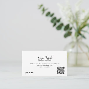Professional Minimal Script QR CODE Business Card