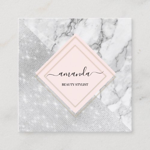 Professional Minimalism Frame Gray Gold Marble  Square Business Card