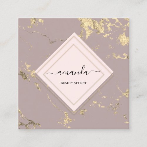 Professional Minimalism Frame Rose Gold Marble  Square Business Card