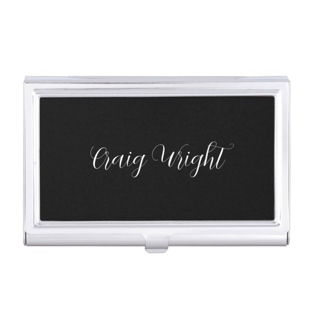 Professional Minimalist Add Name Personalized Business Card Case (Front)