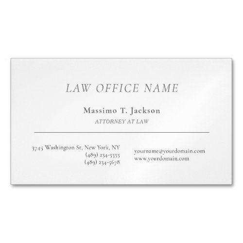 Professional Minimalist Attorney Law Lawyer Office Business Card Magnet