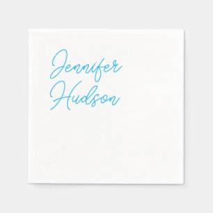 Professional minimalist azure blue calligraphy napkins