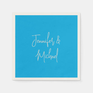 Professional minimalist azure blue calligraphy napkins