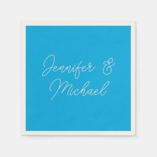 Professional minimalist azure blue calligraphy napkins