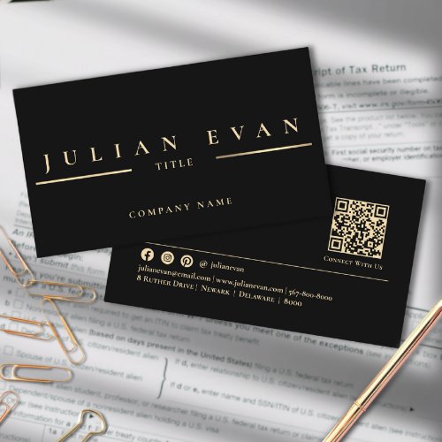 Professional Minimalist Black and Gold Business Card