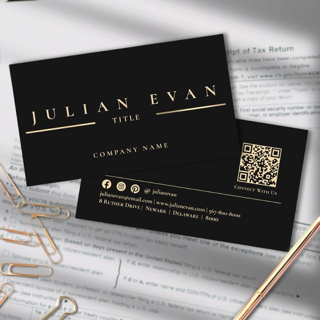 Professional Minimalist Black and Gold Business Card (Creator Uploaded)