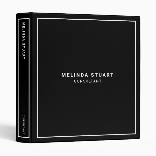 Professional Minimalist Black and White 3 Ring Binder (Front/Spine)