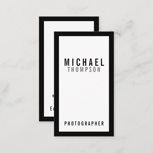 Professional Minimalist Black and White Business Card (Front/Back)