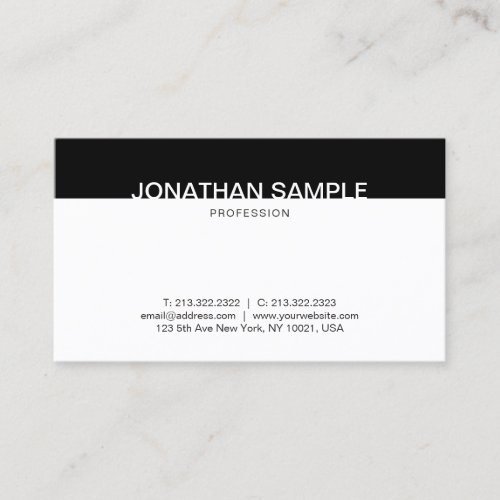 Professional Minimalist Black And White Elegant Business Card