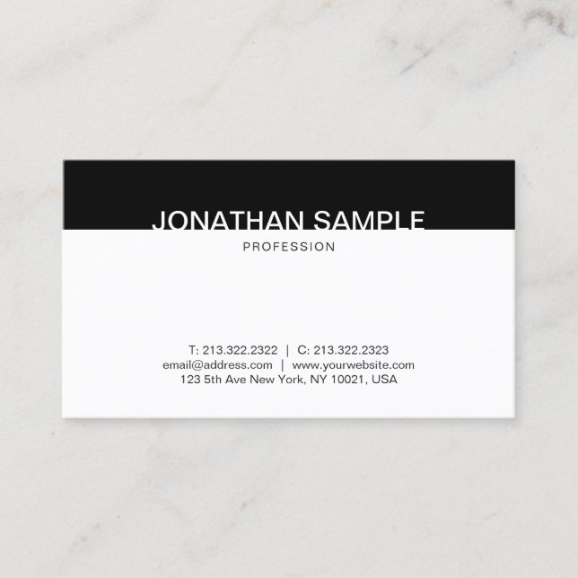 Professional Minimalist Black And White Elegant Business Card (Front)