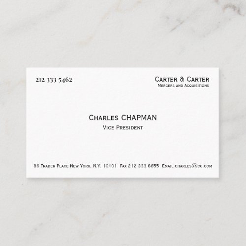 Professional Minimalist Black and White Elegant Business Card