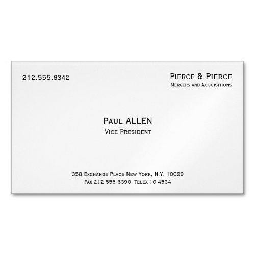Professional Minimalist Black and White Elegant Business Card Magnet