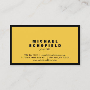Professional Minimalist Black and Yellow Business Card